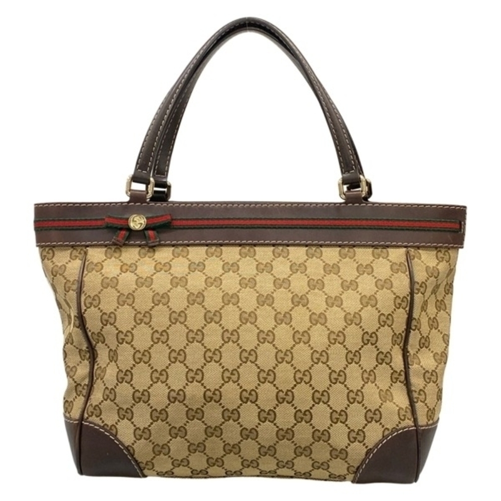 Gucci Tote Bag GG Princy Leather Beige Brown Multi